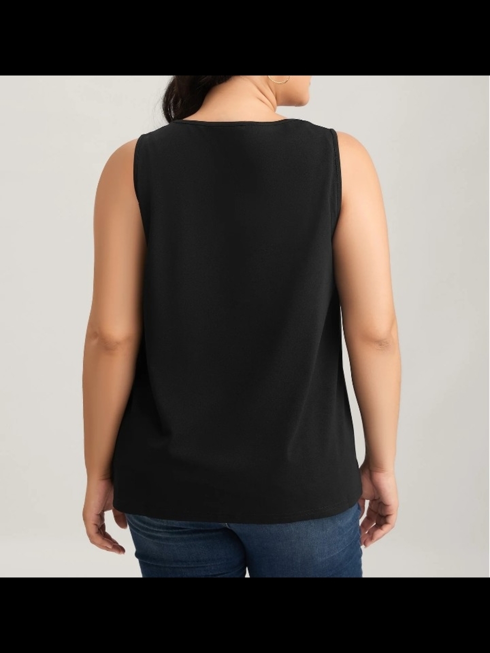 Bloomchic Solid V Neck Laser Cut Tank Top - Picture 4 of 6